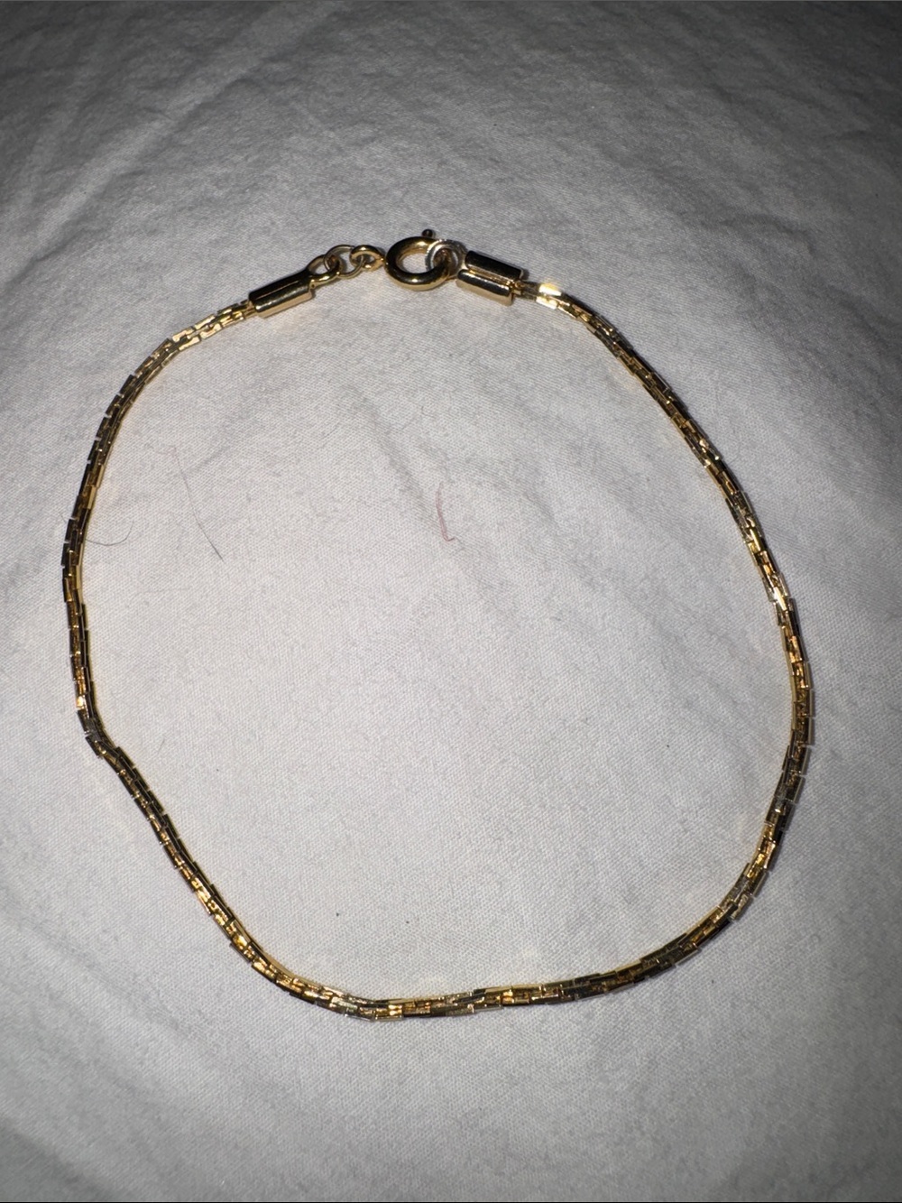 Delicate Goldtone Box-Link Anklet- no markings